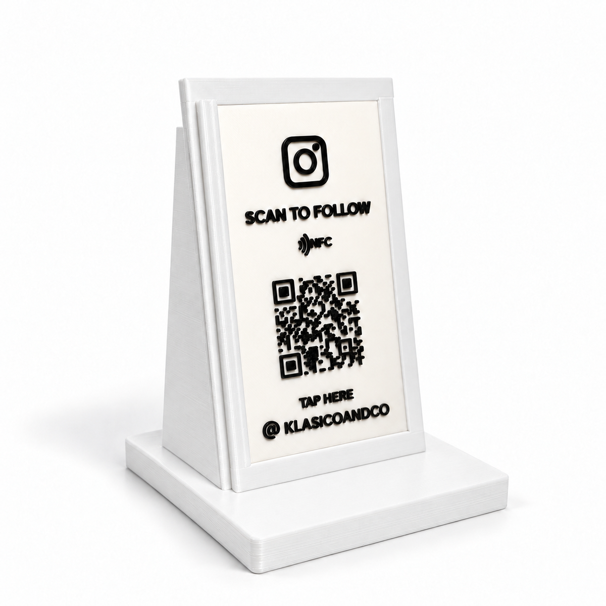 Portrait Custom QR + NFC Display Stand