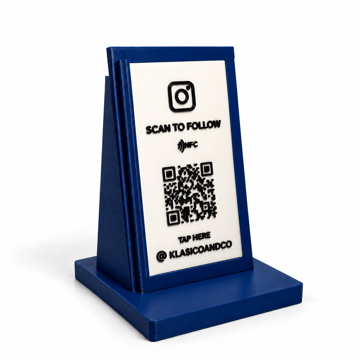 Portrait Custom QR + NFC Display Stand